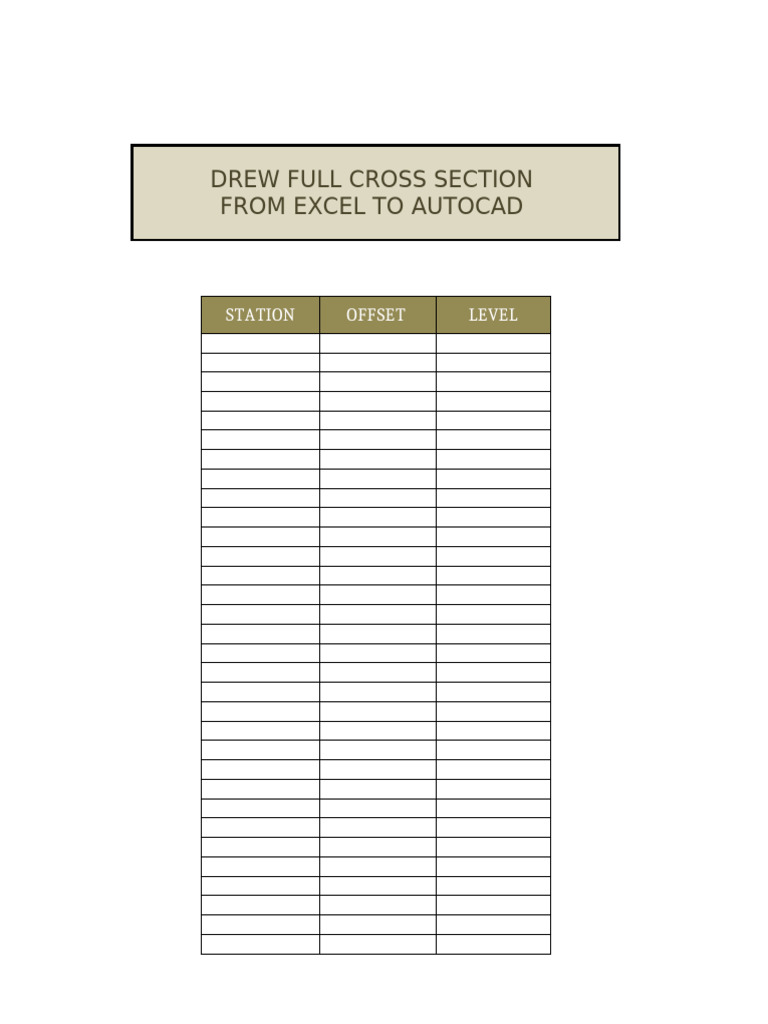 Cross Section Drawing from Excel to AutoCAD | PDF