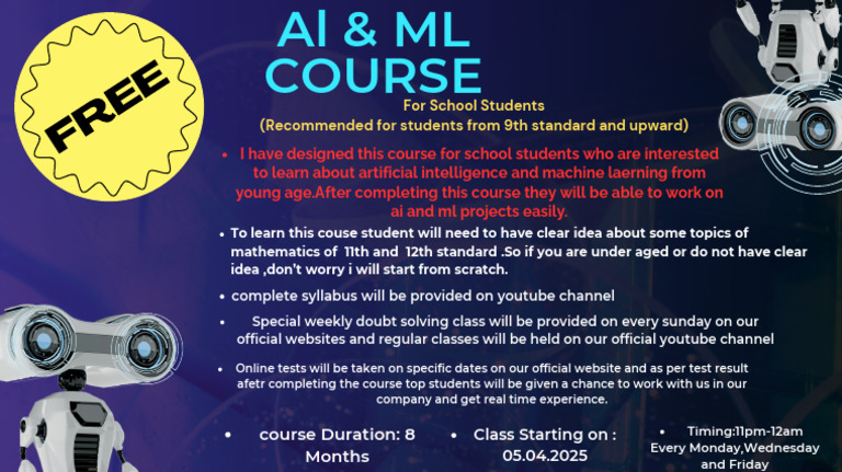 AI & ML Course for School Students | PDF