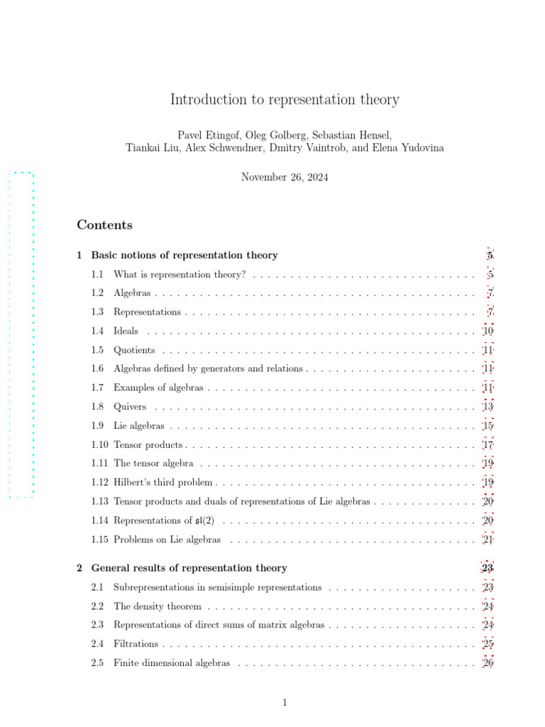 Introduction to Representation Theory | PDF | Representation Theory ...