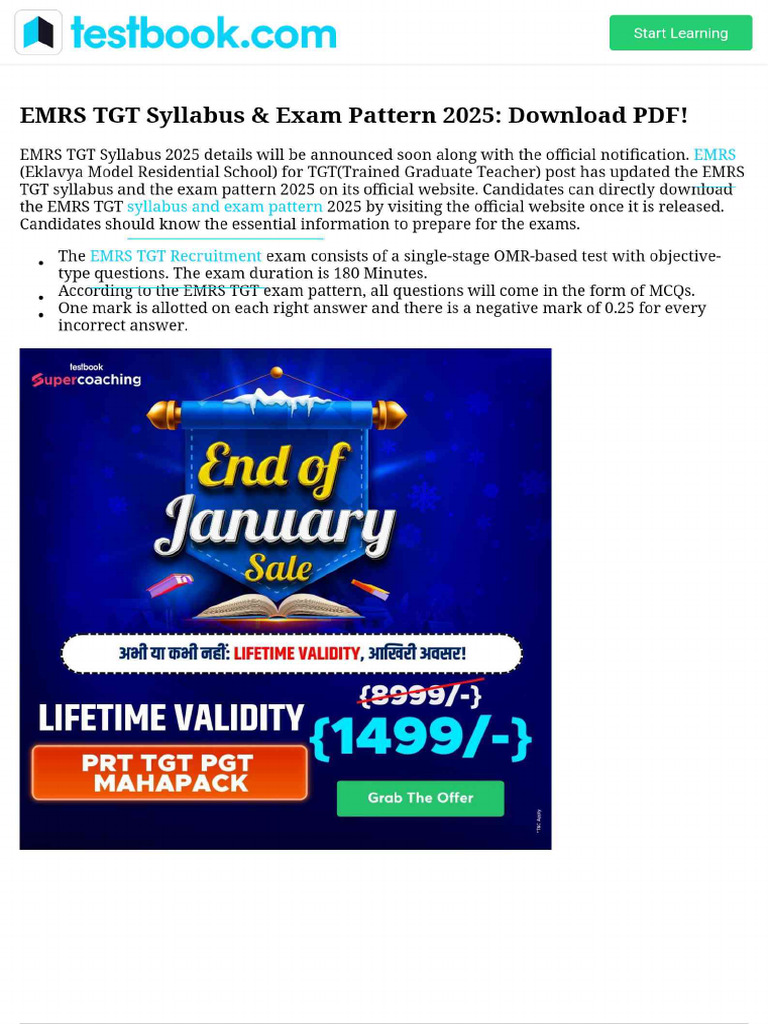 EMRS TGT Syllabus & Exam Pattern 2025 - Download PDF! | PDF