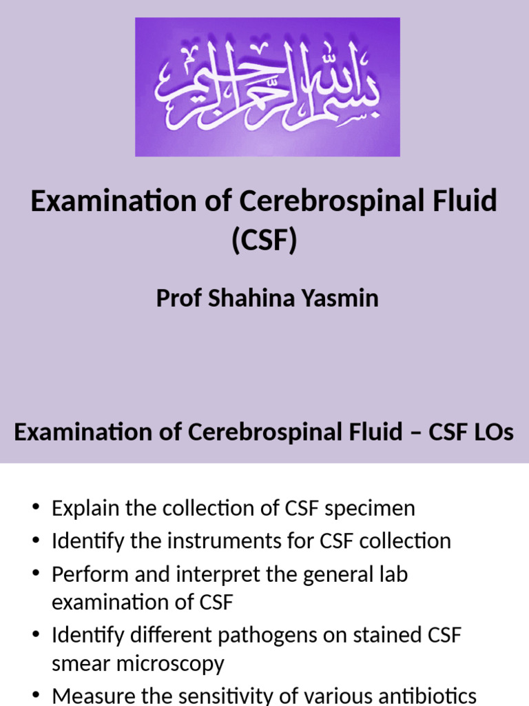 Examination of CSF | PDF | Meningitis | Cerebrospinal Fluid