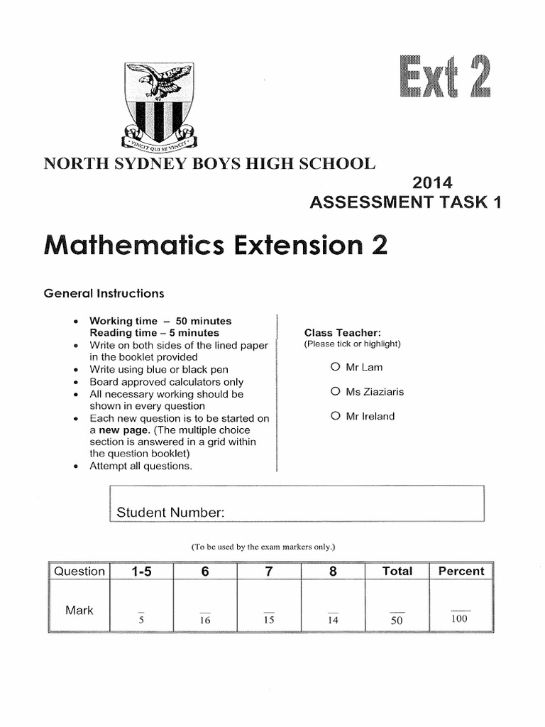 Task 1 2014 Yr 12 X2 | PDF