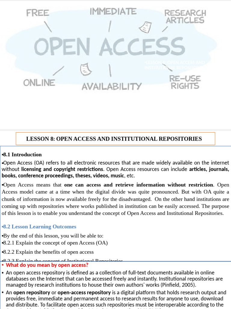 Understanding Open Access & Repositories | PDF | Open Access | Publishing
