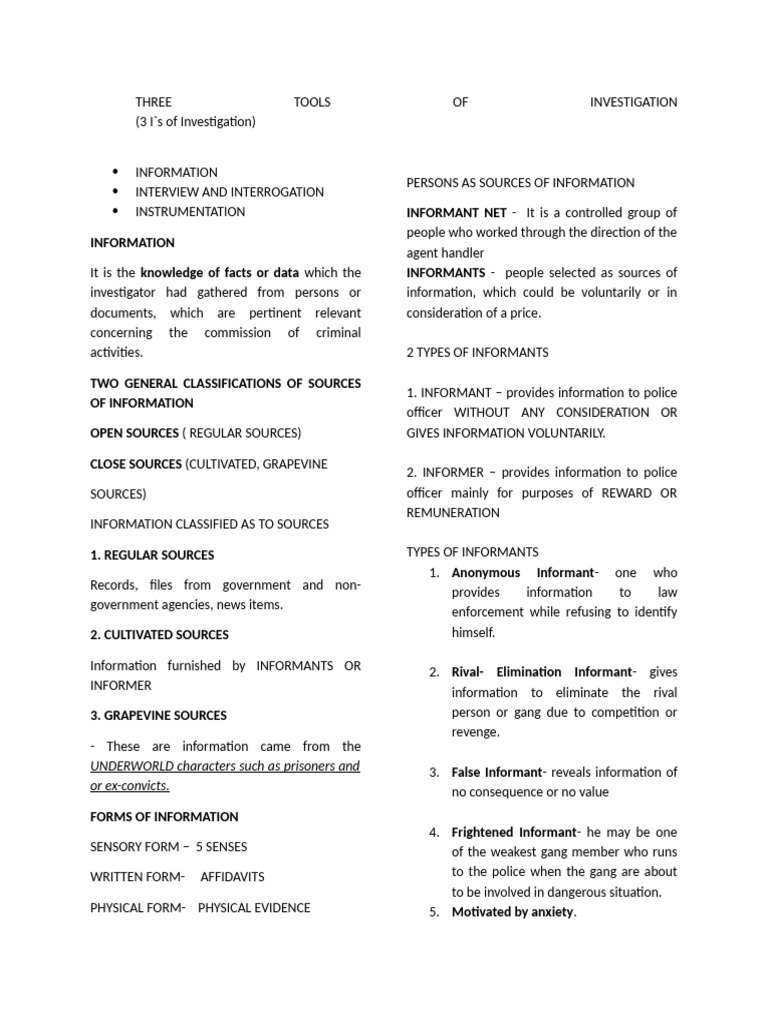 3 Key Investigation Tools Explained | PDF | Forensic Science ...