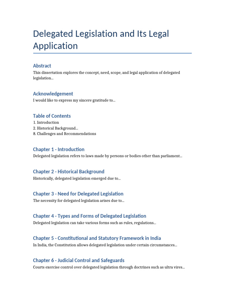 Delegated Legislation Dissertation 2025 Final | PDF