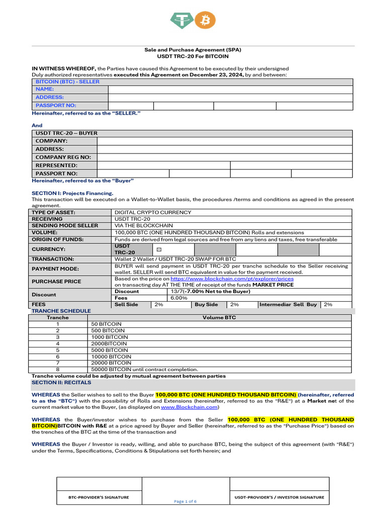 Usdt Trc-20 Swap For Bitcoin 2025 | PDF | Bitcoin | Sales