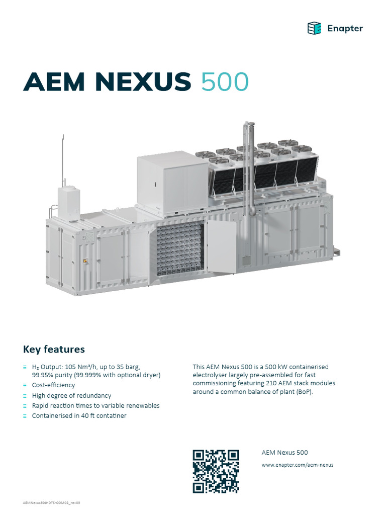 Enapter Datasheet AEM Nexus 500 | PDF | Energy Technology