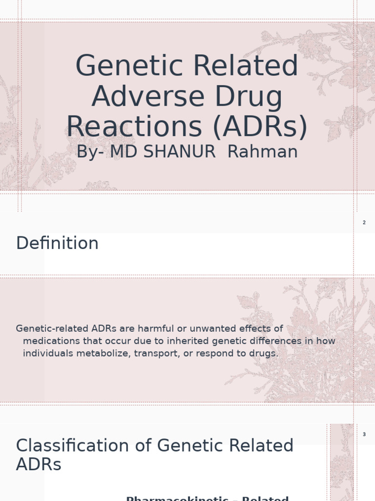 Genetic Related Adverse Drug Reactions (ADRs) | PDF | Pharmacogenomics ...