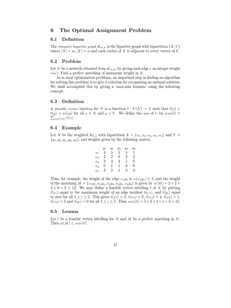 optimal assignment problem