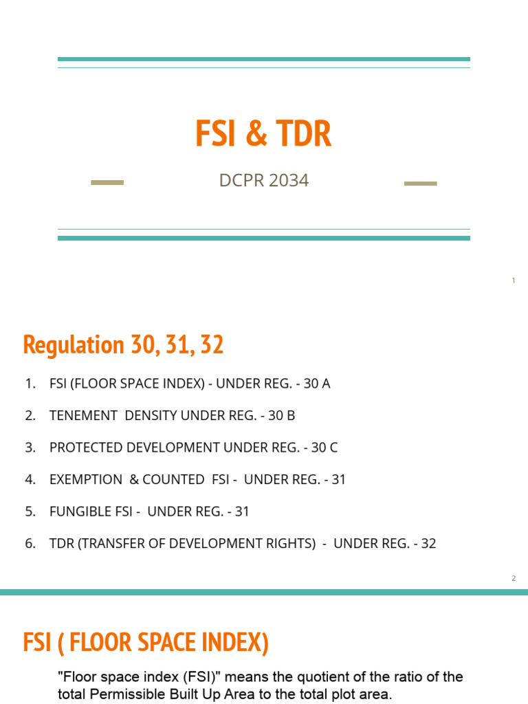Calculating FSI and TDR Regulations | PDF