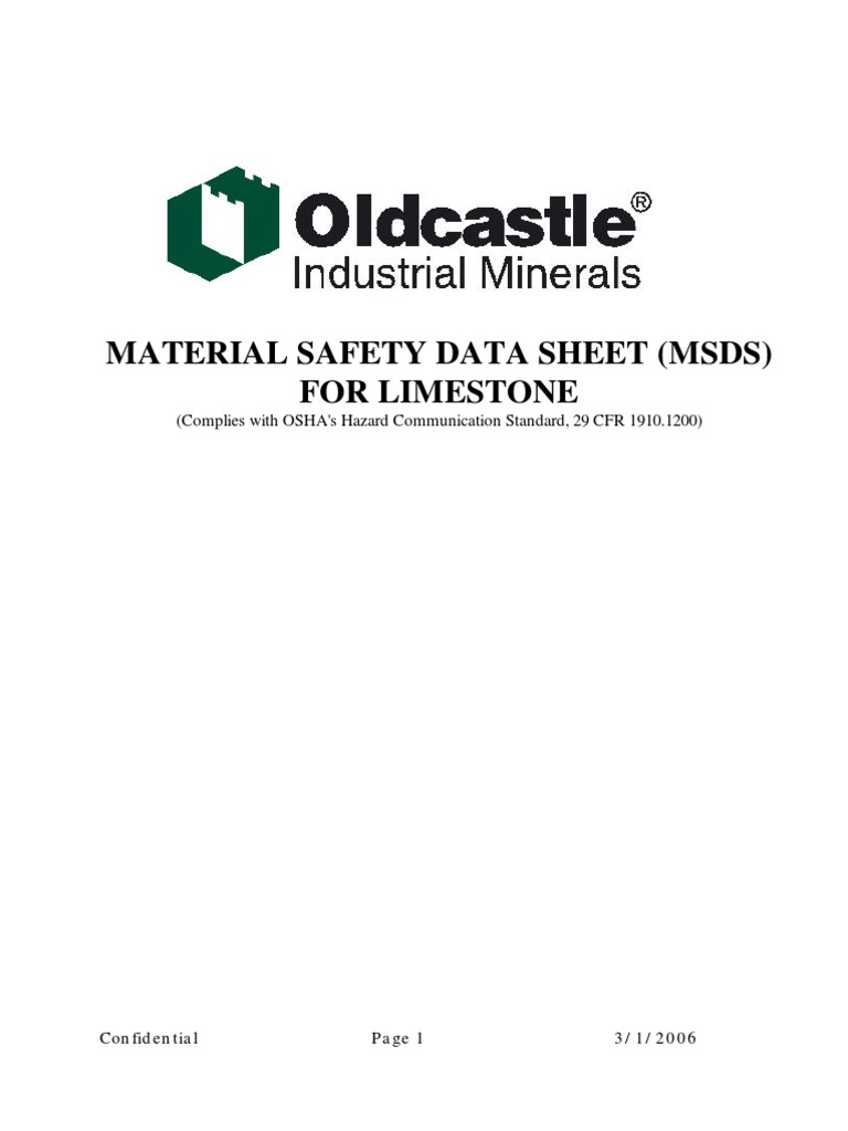Limestone MSDS Dangerous Goods Limestone