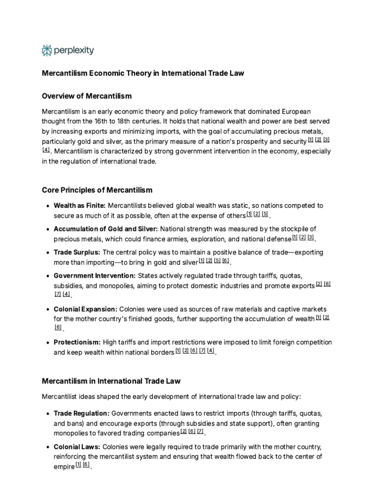 Overview of Mercantilism Theory | PDF | Mercantilism | Trade