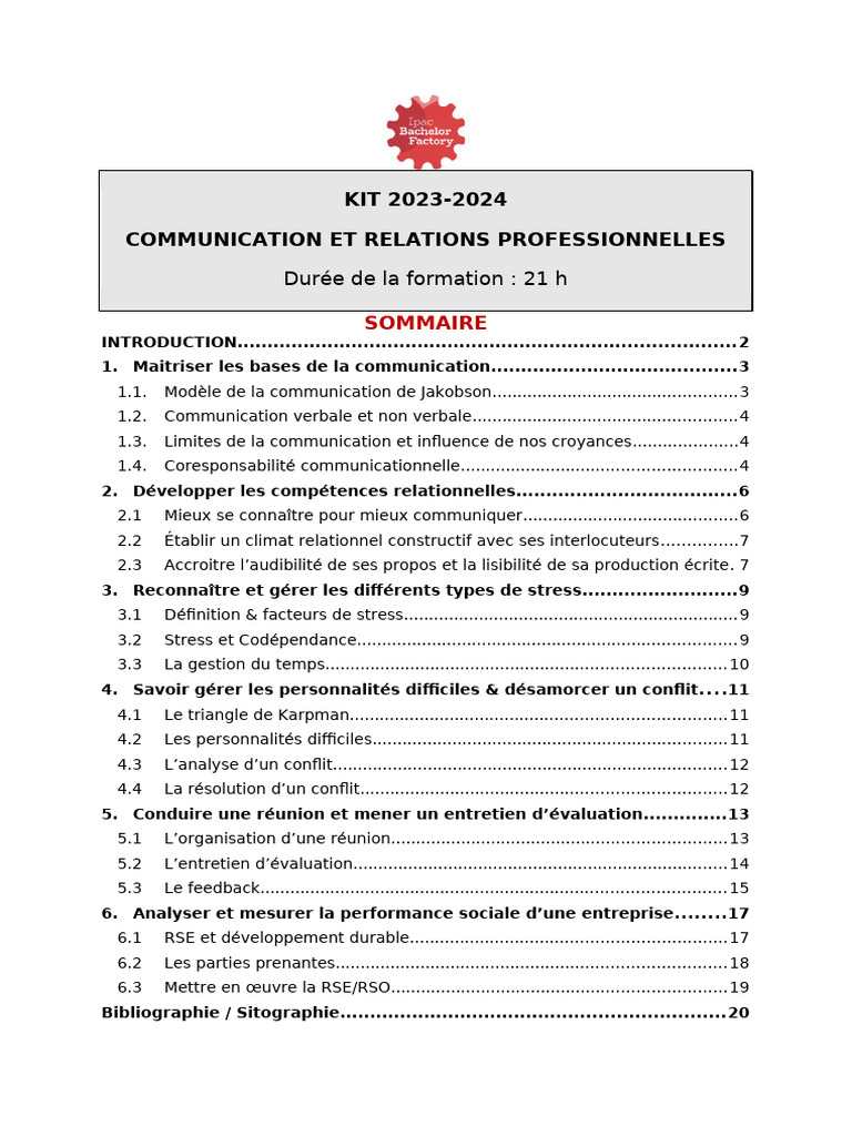 Formation en communication professionnelle | PDF | la communication