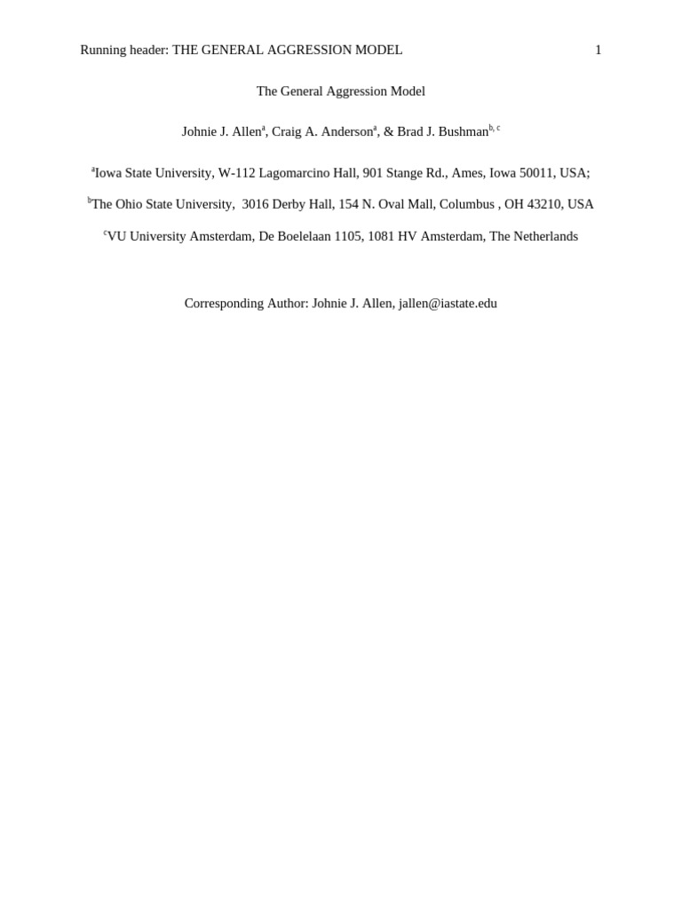 Understanding the General Aggression Model | PDF | Aggression | Perception