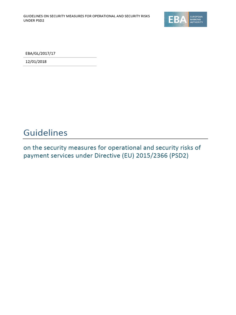 EBA Guidelines on PSD2 Security Measures | PDF | Computer Security ...