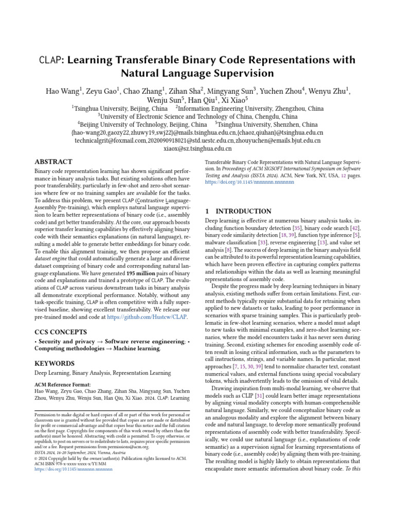 CLAP: Transferable Binary Code Learning | PDF | Assembly Language ...