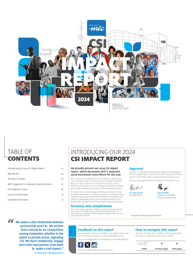 2024 MTC CSI Impact Report Summary | PDF | Namibia | Sustainability
