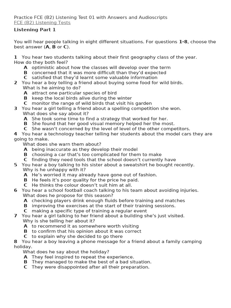 Listening Test | PDF | Mathematics