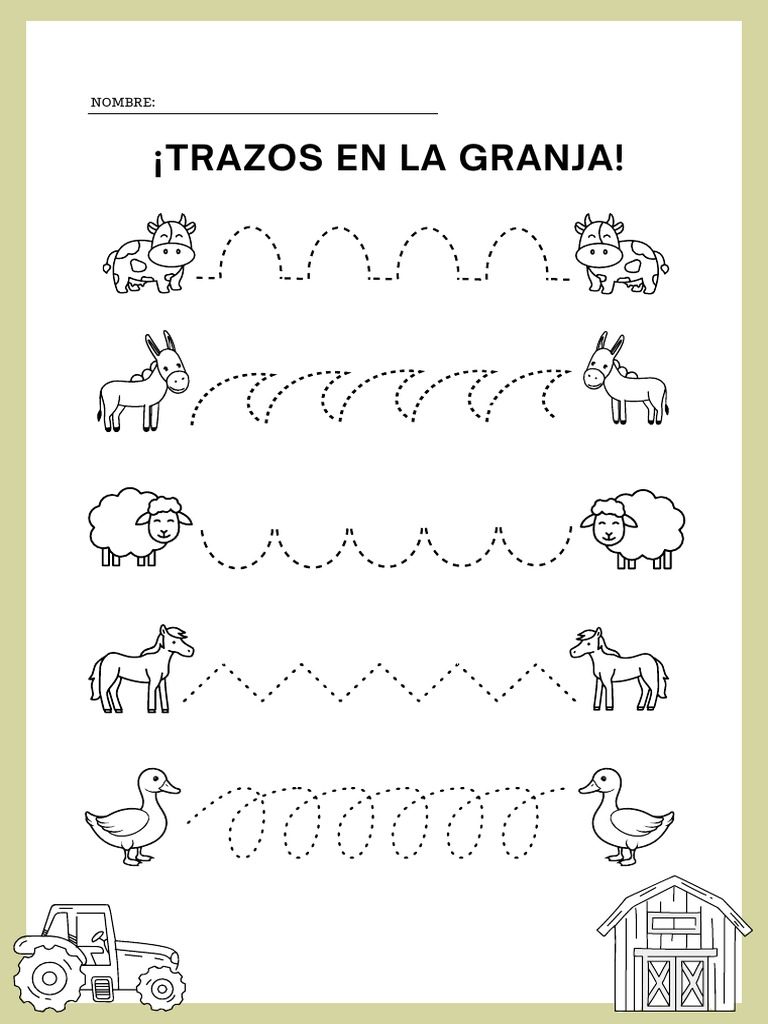 Ficha Trazos Animales de Granja Imprimible | PDF