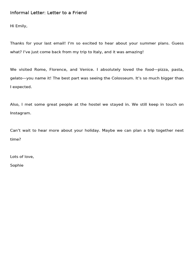 Informal Letter to a Friend | PDF