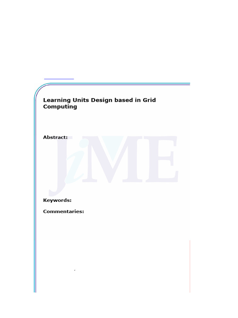Learning Units Design Based in Grid Computing: Abstract | PDF | Grid ...