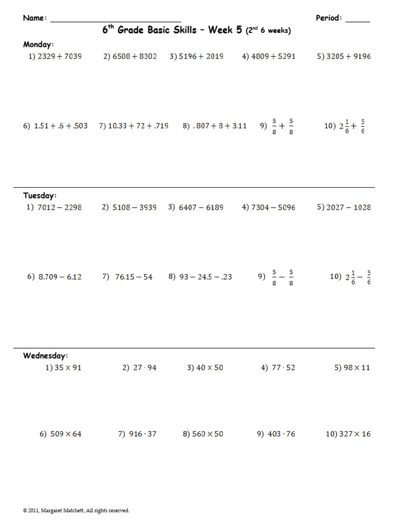 BS 5 Second 6 Weeks - 6th Grade | PDF