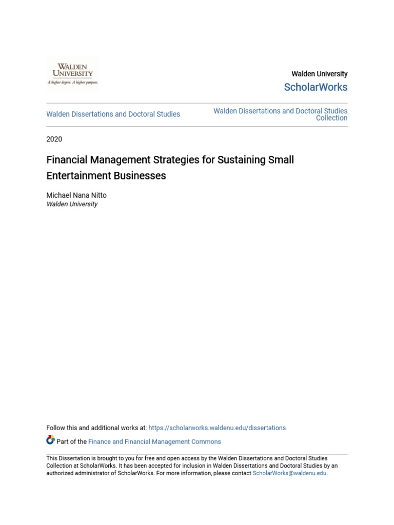 Financial Strategies for Small Entertainment Businesses | PDF ...