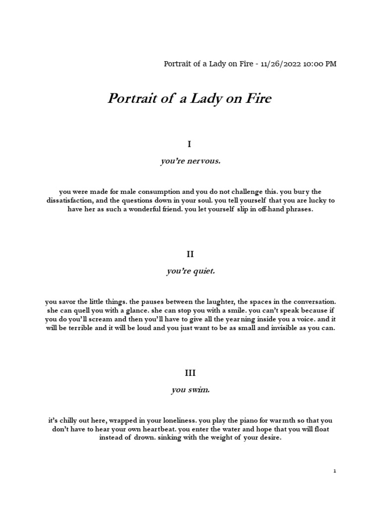 Portrait of a Lady on Fire Analysis | PDF