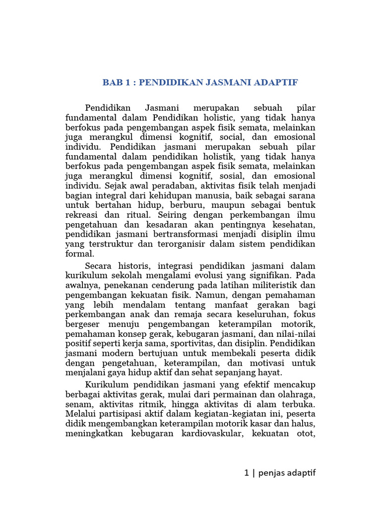 Pendidikan Jasmani Adaptif untuk Semua | PDF