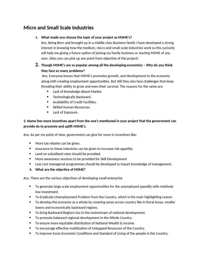 Micro and Small Scale Industries | PDF | Small And Medium Sized ...