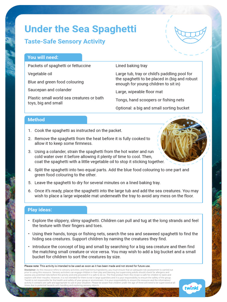 Spaghetti Ocean Sensory Activity | PDF | Spaghetti