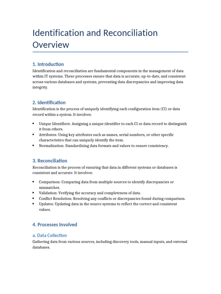 Identification and Reconciliation Overview (1) | PDF | Databases ...