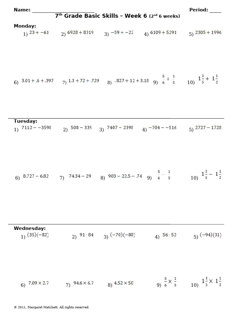 BS 6 Second 6 Weeks - 7th Grade | PDF