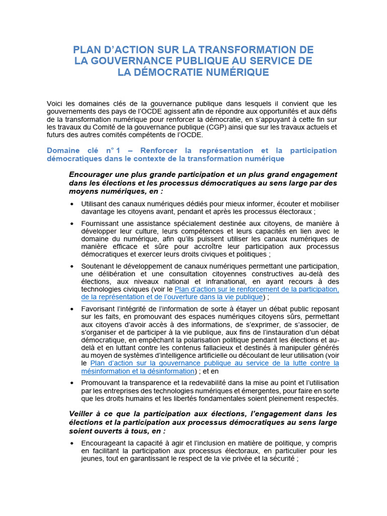 Gouvernance Publique et Démocratie Numérique | PDF | Intelligence ...