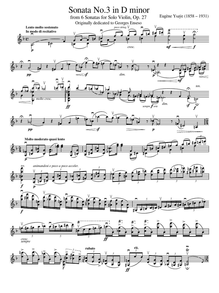 Ysaÿe Sonata No. 3 Sheet Music | PDF | Classical Music | Musicology