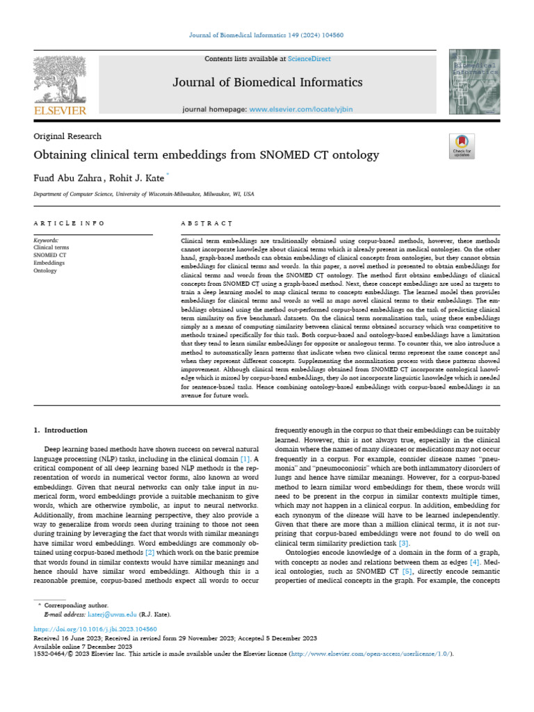 Clinical Term Embeddings from SNOMED CT | PDF | Deep Learning | Medical ...