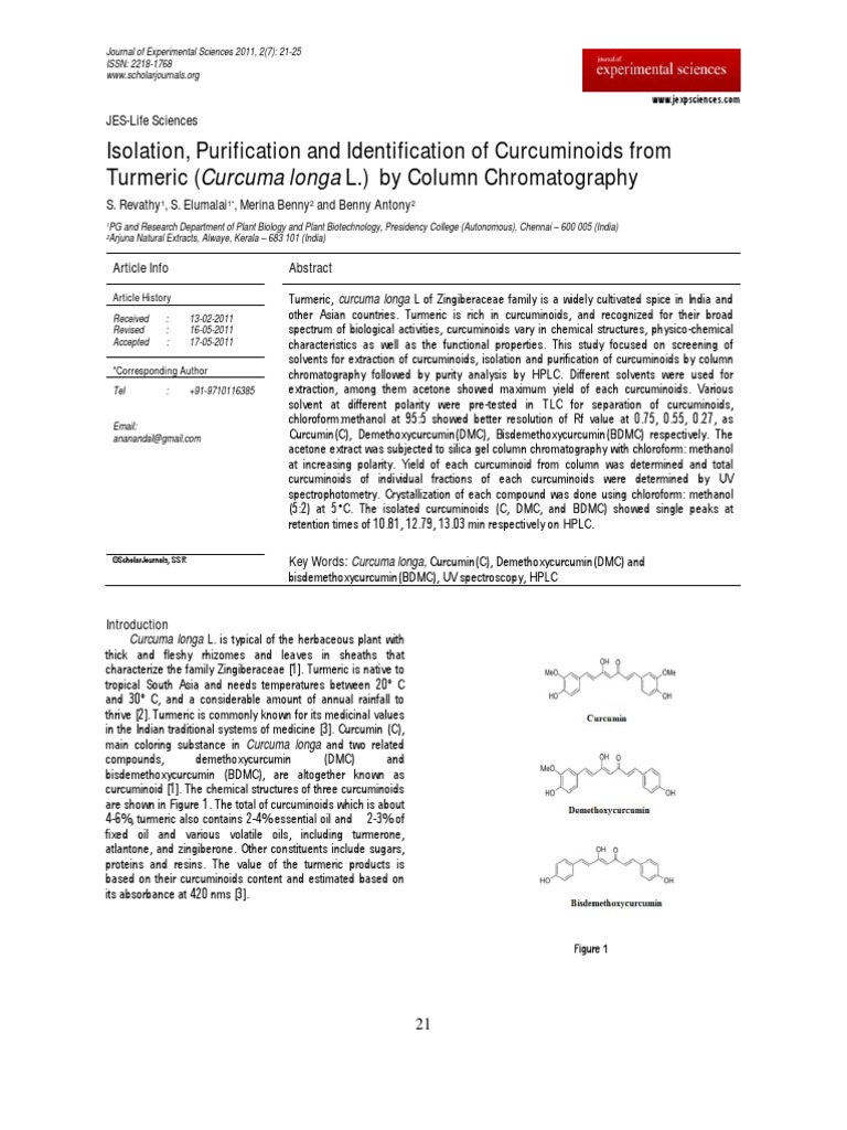 Isolation Purification and Identification of Curcuminoids | PDF | Thin ...