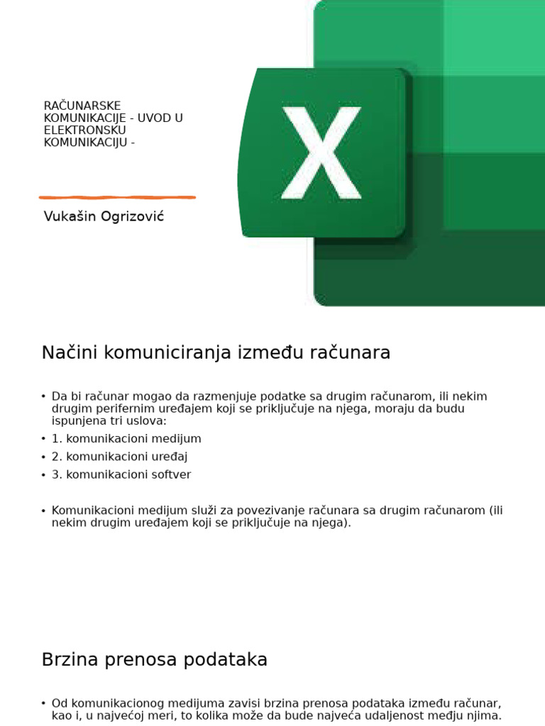 Računarske Komunikacije - Uvod U Elektronsku Komunikaciju | PDF