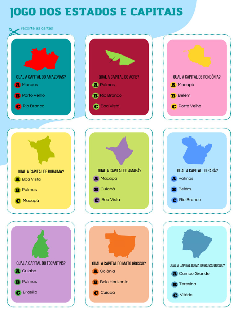 Jogo das Capitais do Brasil | PDF | Geografia do Assentamento ...