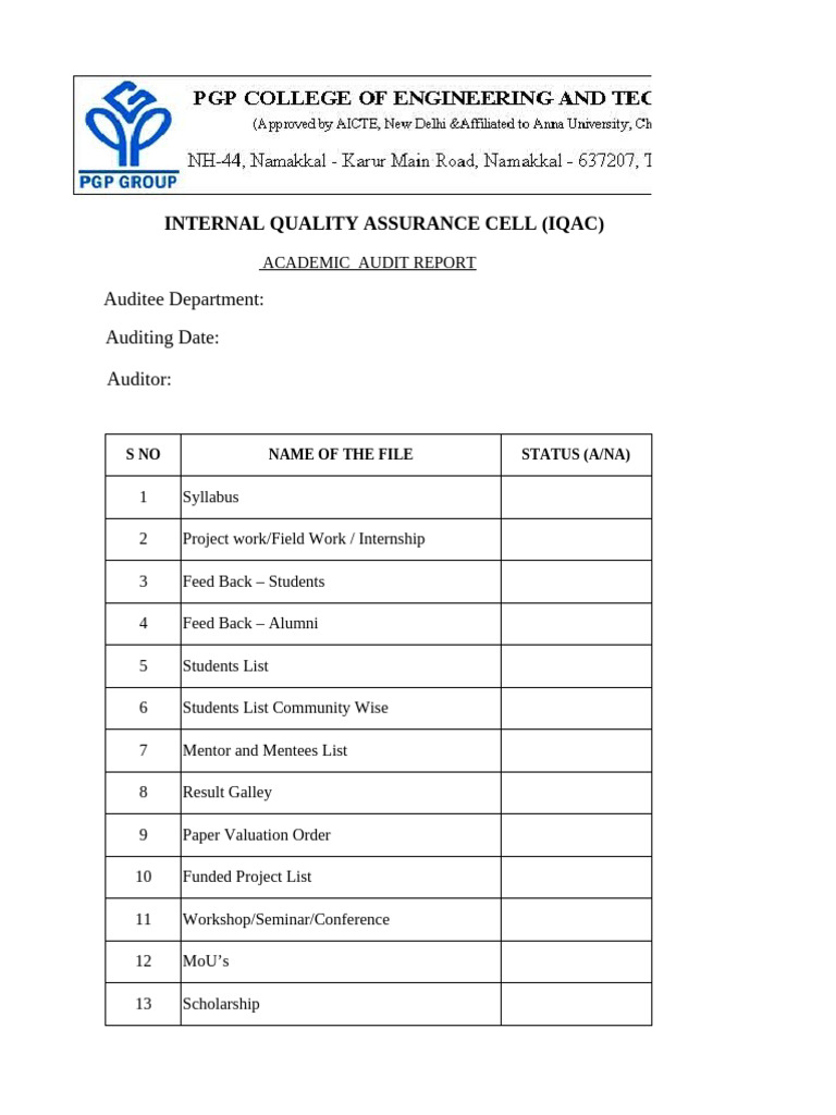 Iqac - Internal File Audit 2 | PDF