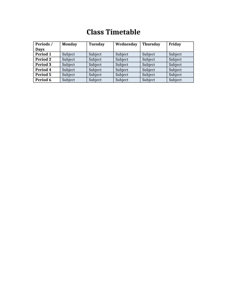 Class Assignment Timetable | PDF