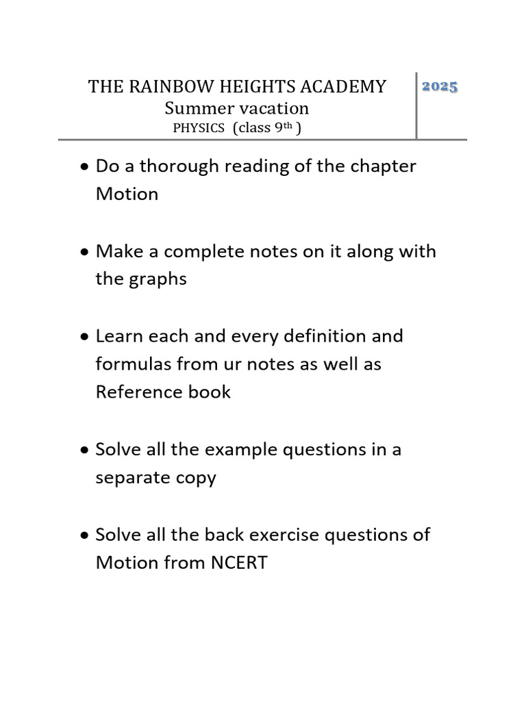 Class 9 Physics Motion Study Guide | PDF