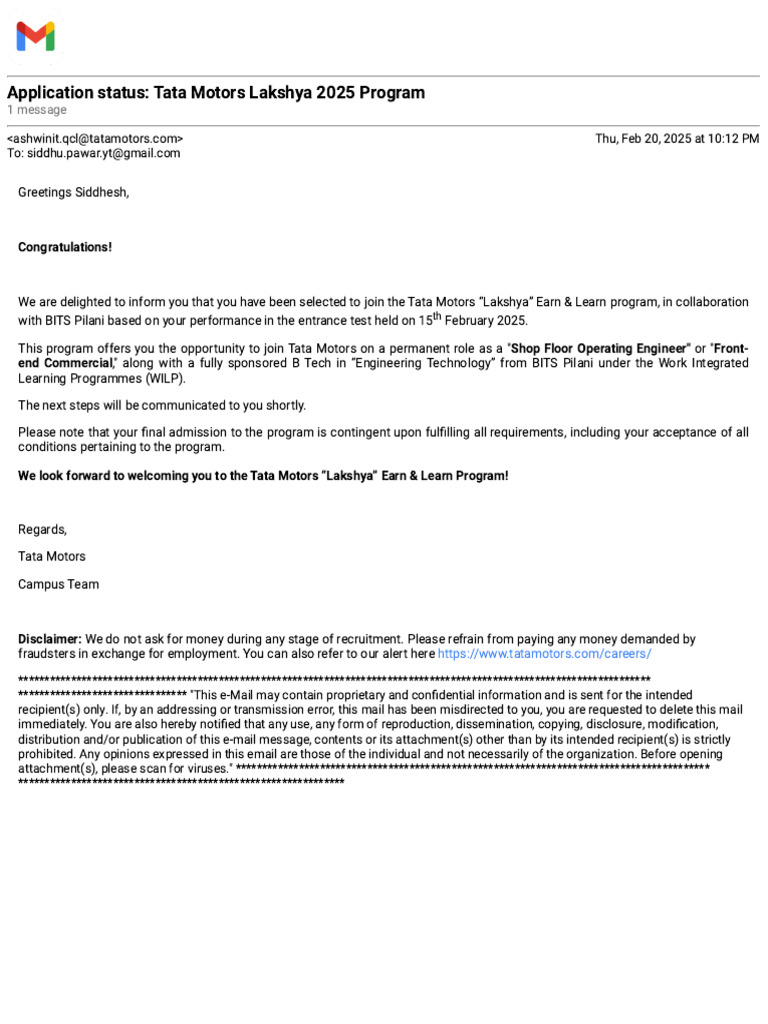 Tata Motors Lakshya 2025 Program Update | PDF