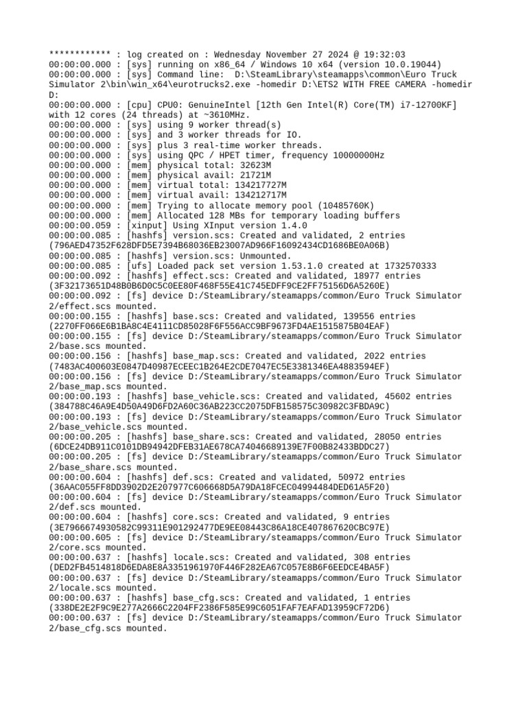 Euro Truck Simulator 2 Log Details | PDF | Zip (File Format) | Computing