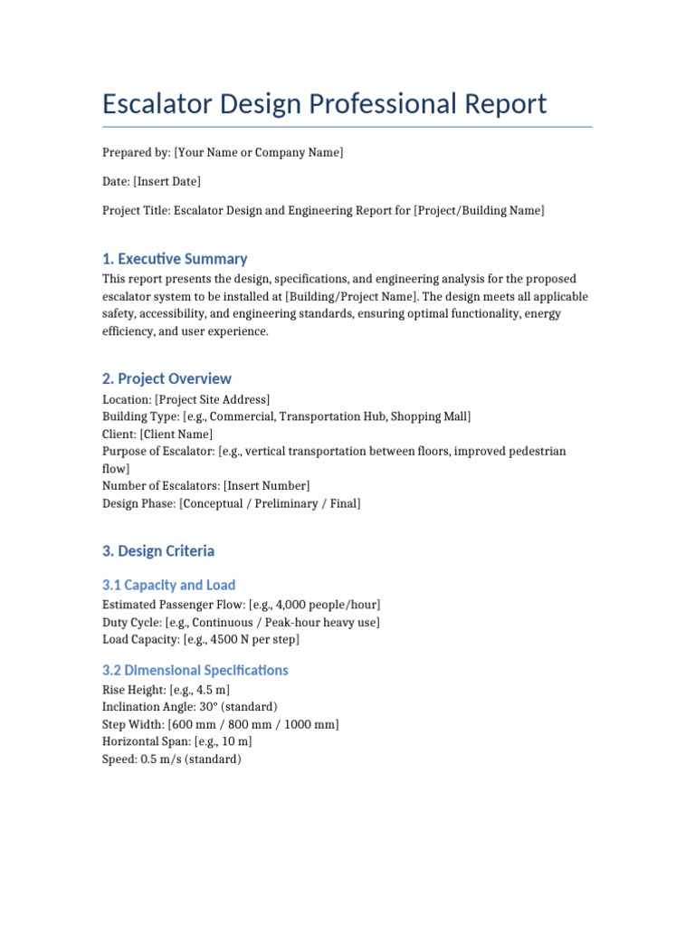 Escalator Design And Engineering Report Pdf Escalator Elevator