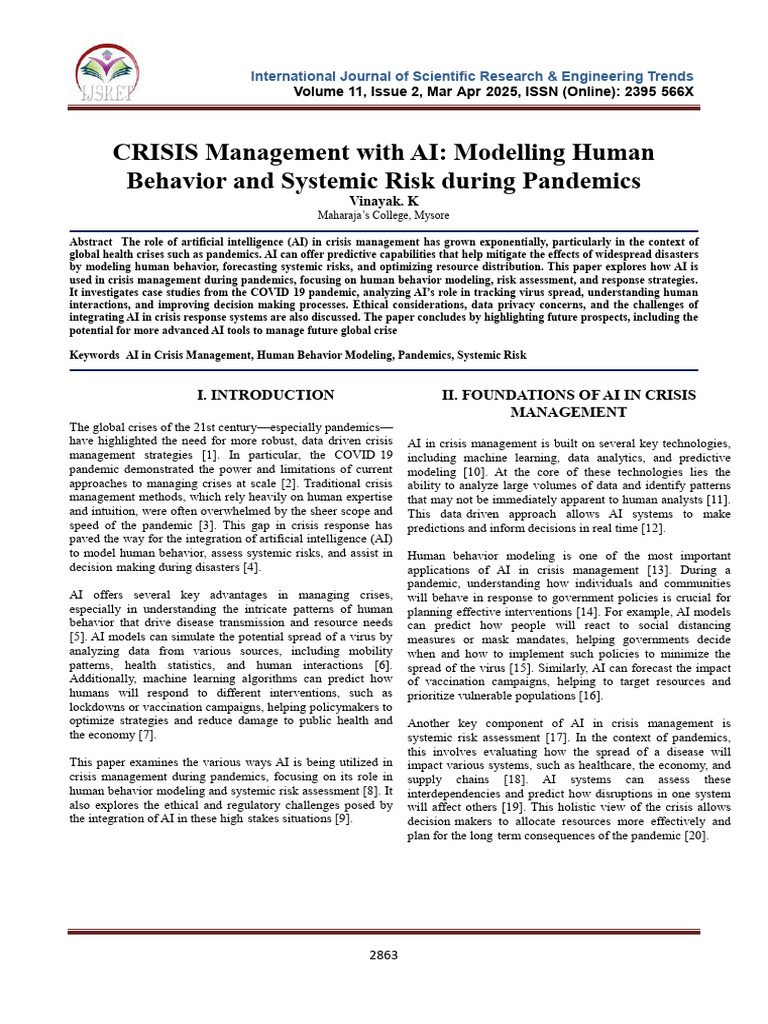 CRISIS Management With AI: Modelling Human Behavior and Systemic Risk ...