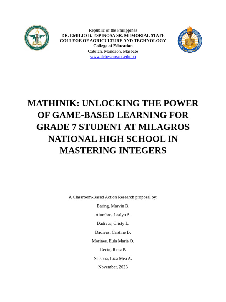 Game-Based Learning for Grade 7 Math | PDF | Learning | Student's T Test