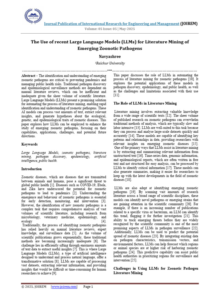 LLMs in Zoonotic Pathogen Research | PDF | Artificial Intelligence ...