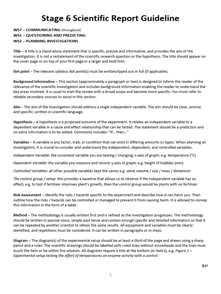 Stage 6 Scientific Report Guidelines | PDF | Experiment | Accuracy And ...