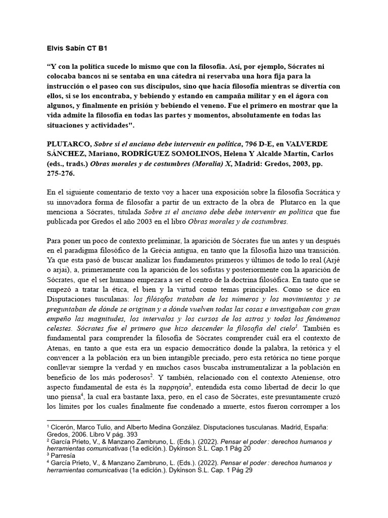 Elvis Sabín CT B1 | PDF | Sócrates | Sabiduría